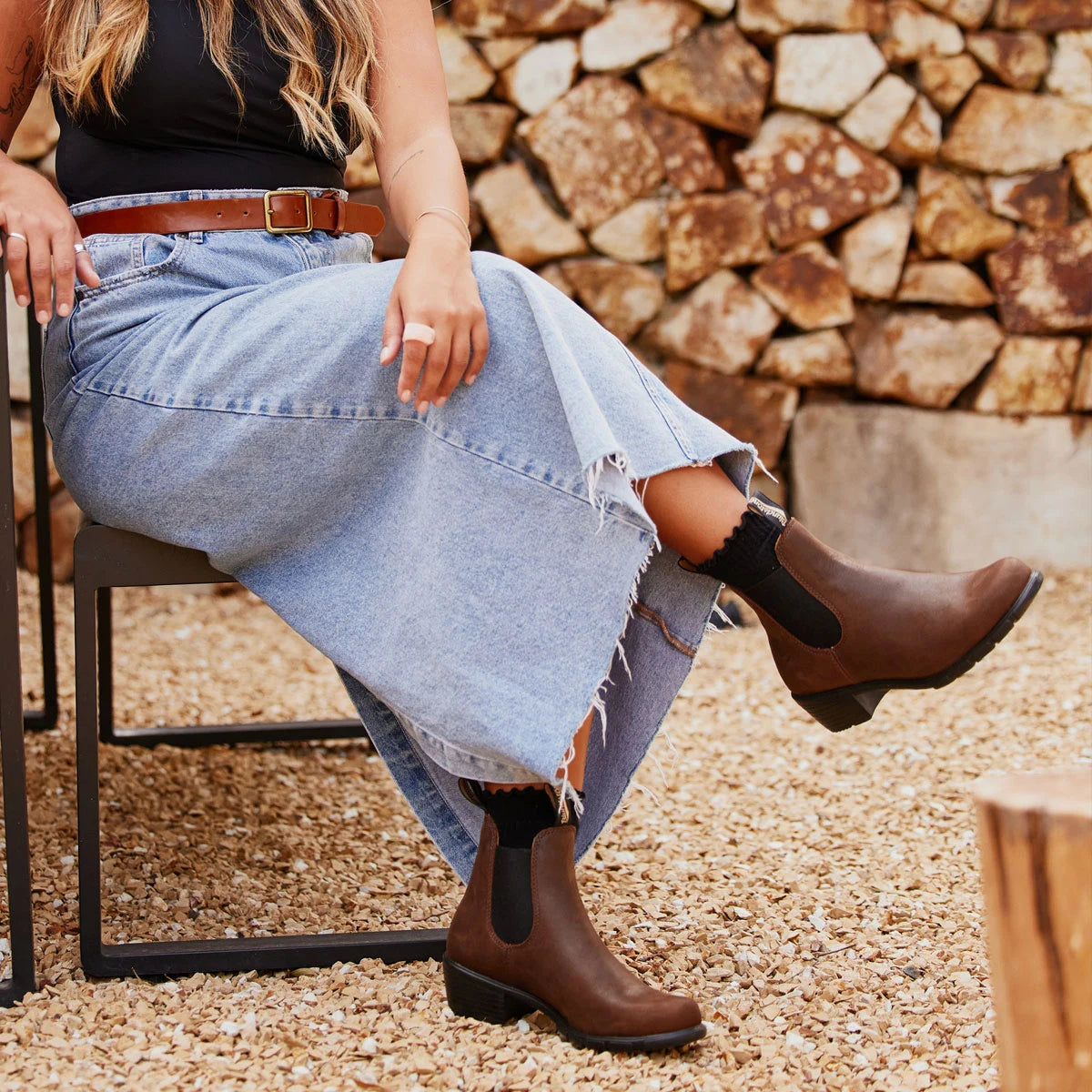 Blundstone Female 1673 Heeled Antique Brown Boots