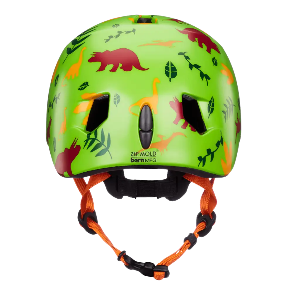 Bern Tigre Satin Green Dino w/ Visor – XXS - Bern Helmet Tigre Satin Green Dino w/ Visor – XXS