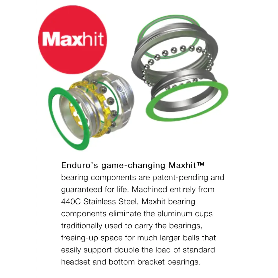 Enduro Maxhit Headset ZS 44/56 - Enduro Headset Maxhit 1.125/1.5 inch Zero - stack ZS44/ ZS56 440C Stainless Steel