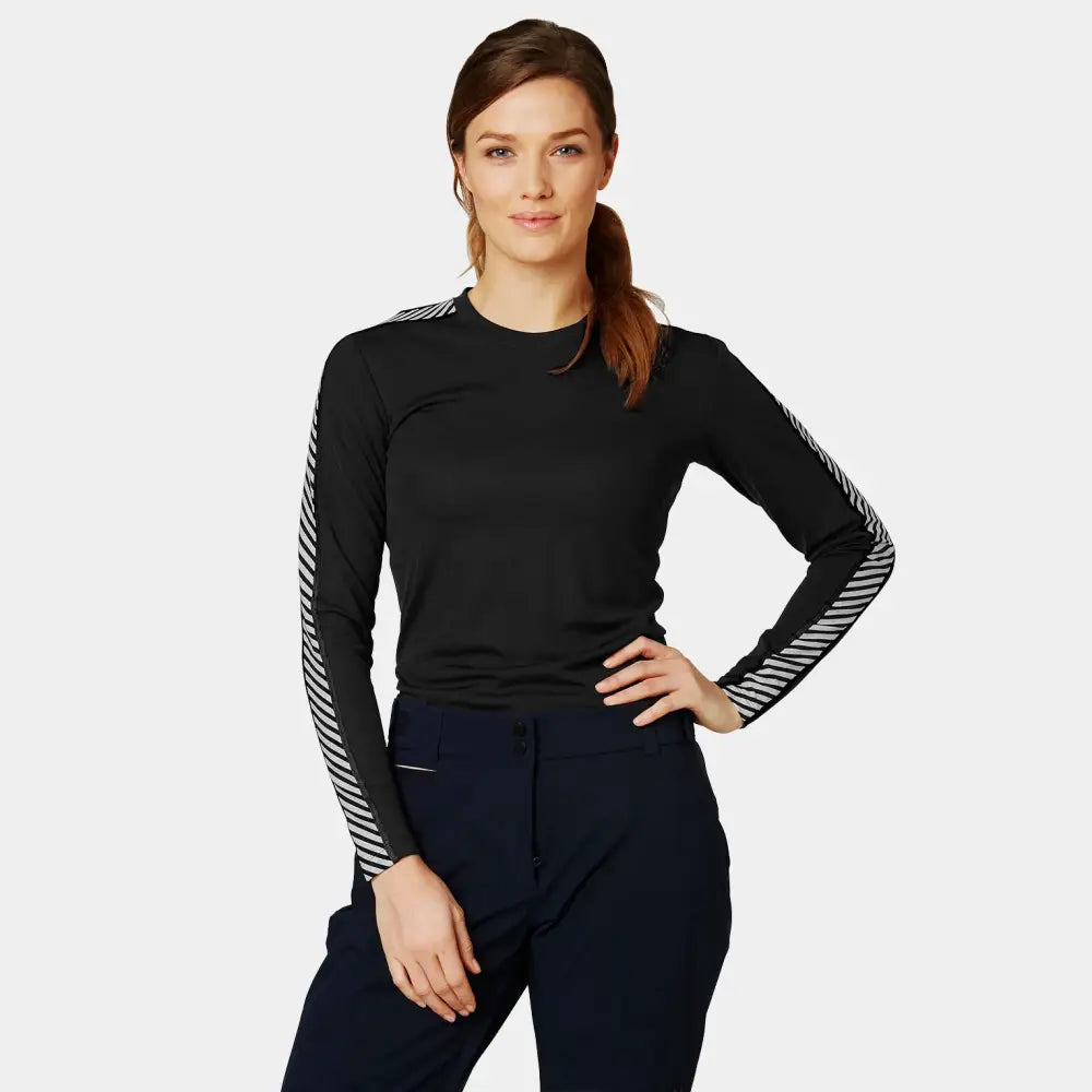 Helly Hansen Women's Lifa Stripe Crew Black Base Layer