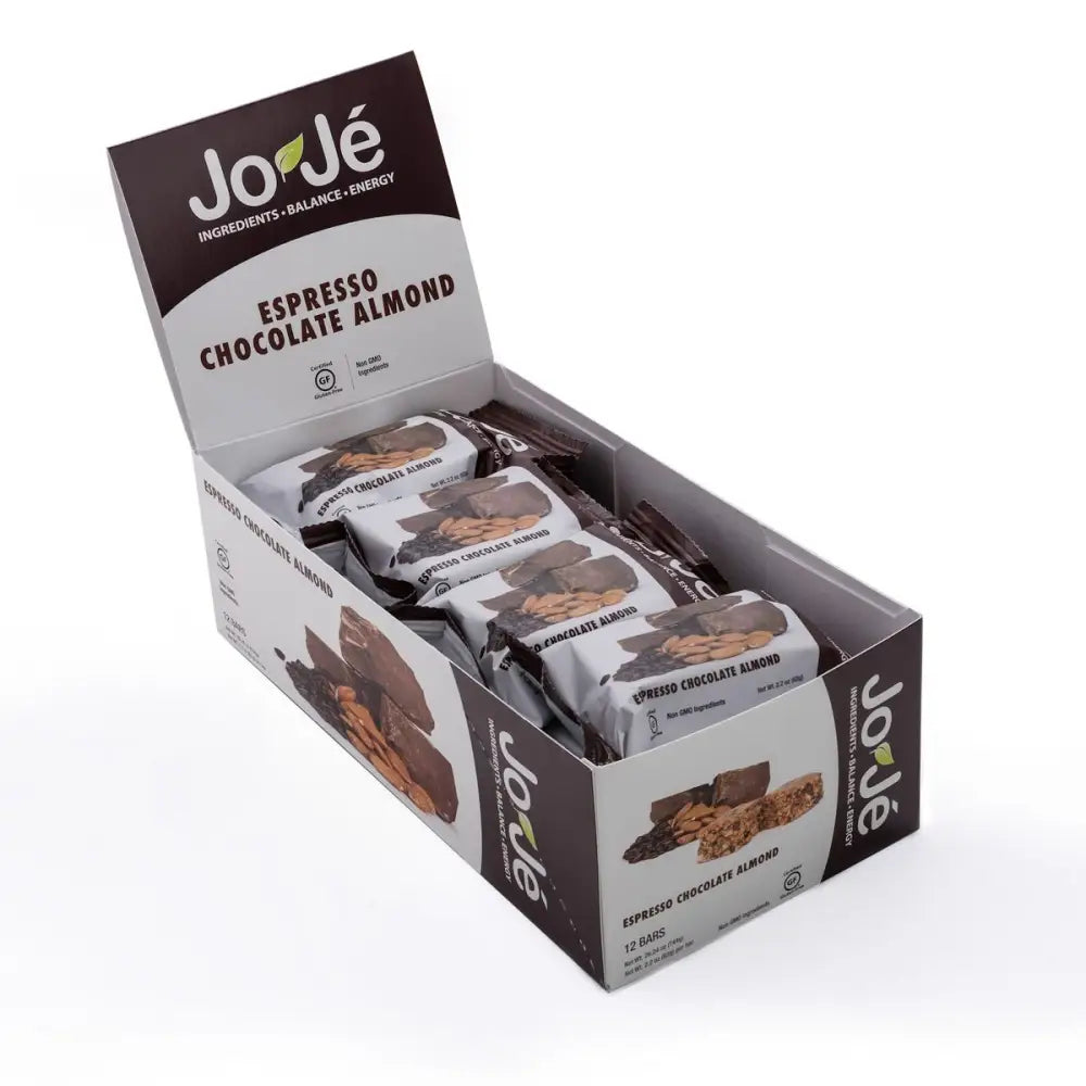 JoJé GF Espresso Chocolate Almond Bars - JoJe Bars GF Espresso Chocolate Almond 62g Box of 12