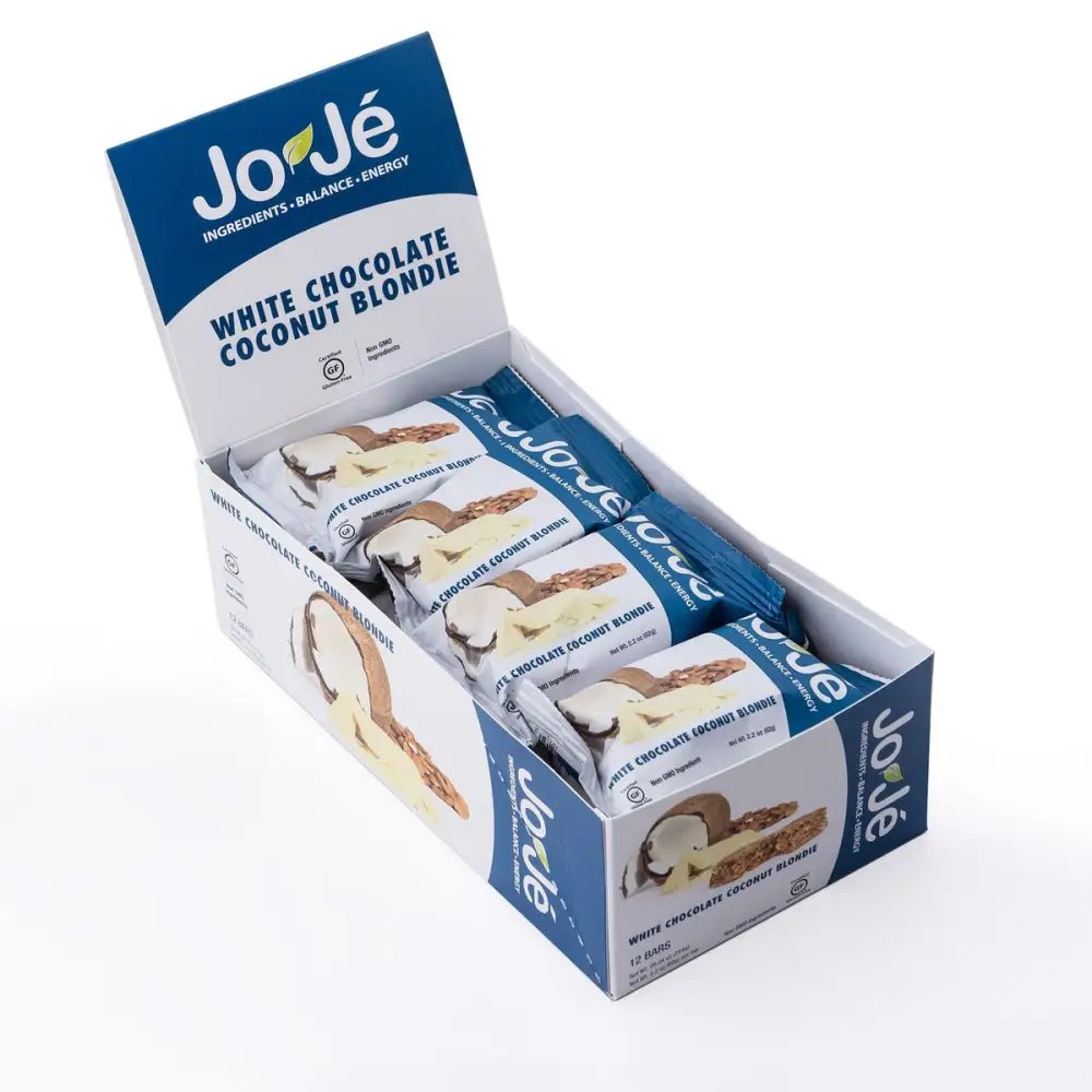 JoJé GF White Chocolate Coconut Blondie Bars - JoJe Bars GF White Chocolate Coconut Blondie 62g Box of 12