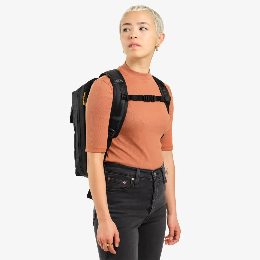 Ruckas Backpack 14L Black. The Ruckas 14L backpack is all about access. Easily get to your gear through the side or top with its 3/4 length main zipper. Made from recycled materials. Stow the essentials, and be ready for the day.