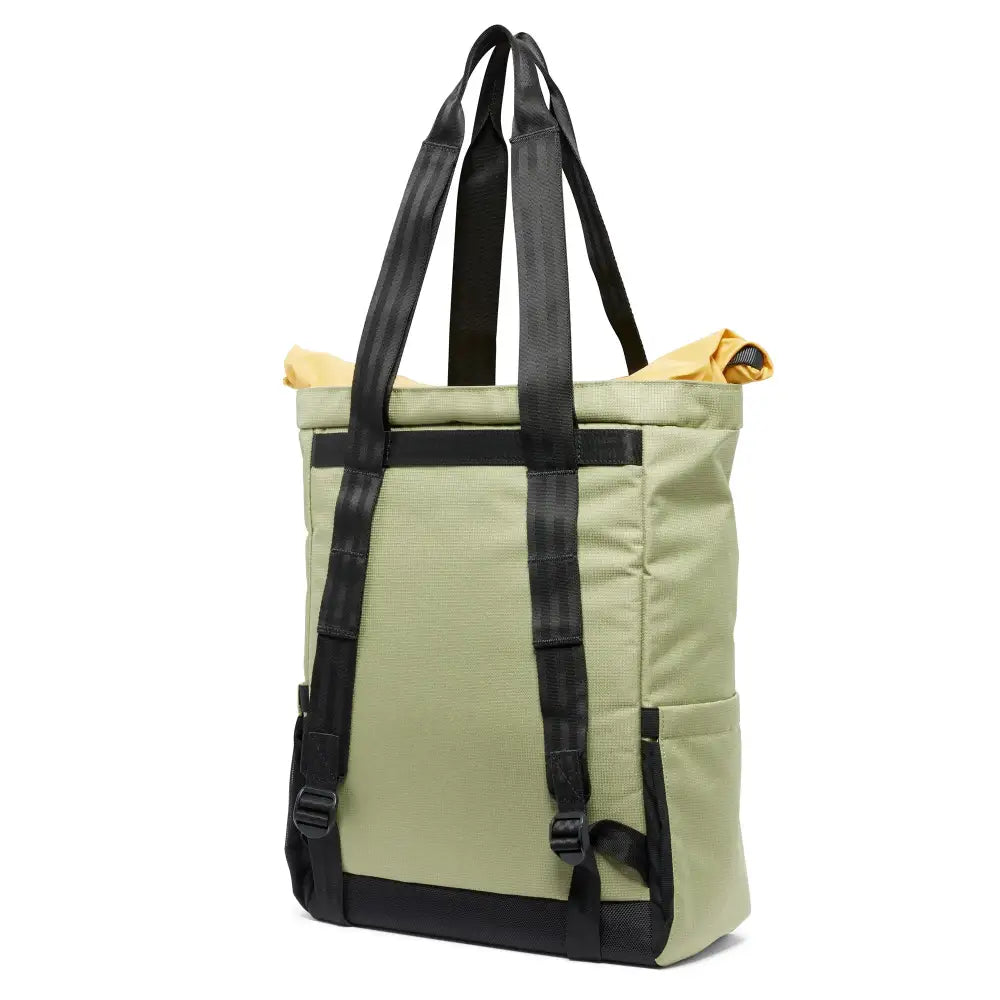 Ruckas Tote Oil Green. It's a tote. A backpack. A shoulder bag. With a padded laptop sleeve and plenty of organization, our most versatile water-resistant 22-27L tote is ready to take on the day.