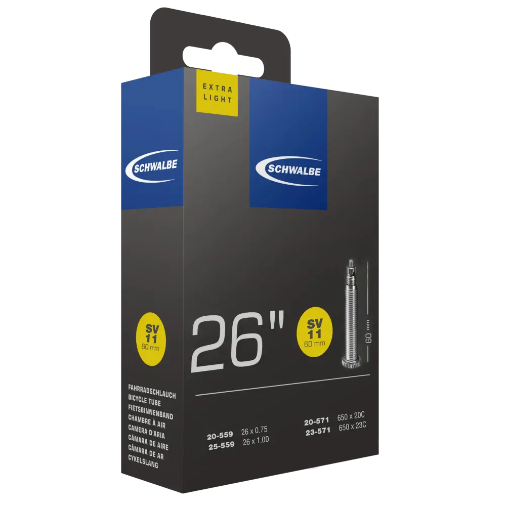 Schwalbe Extralight Inner Tubes - Schwalbe Tube Extralight SV11 650c x 20 - 23 / 26 x 0.75 - 1.0 Presta 60mm Valve 65g