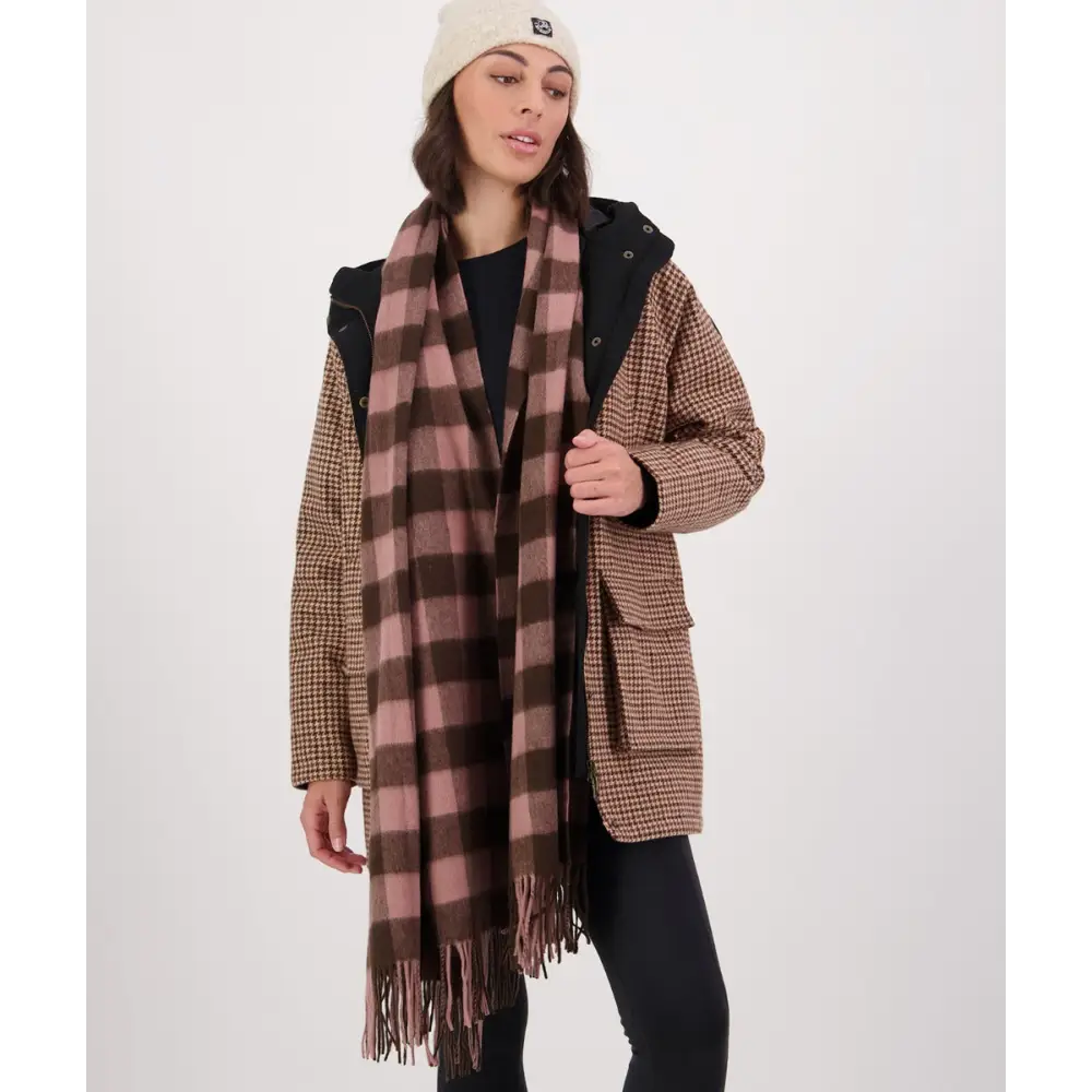 Swanndri Women's Wide Scarf Rose Coffee Check